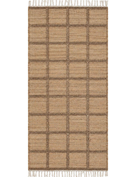 Tapis jute coton naturel quadrillé 80x160 cm Tinghir  - 1