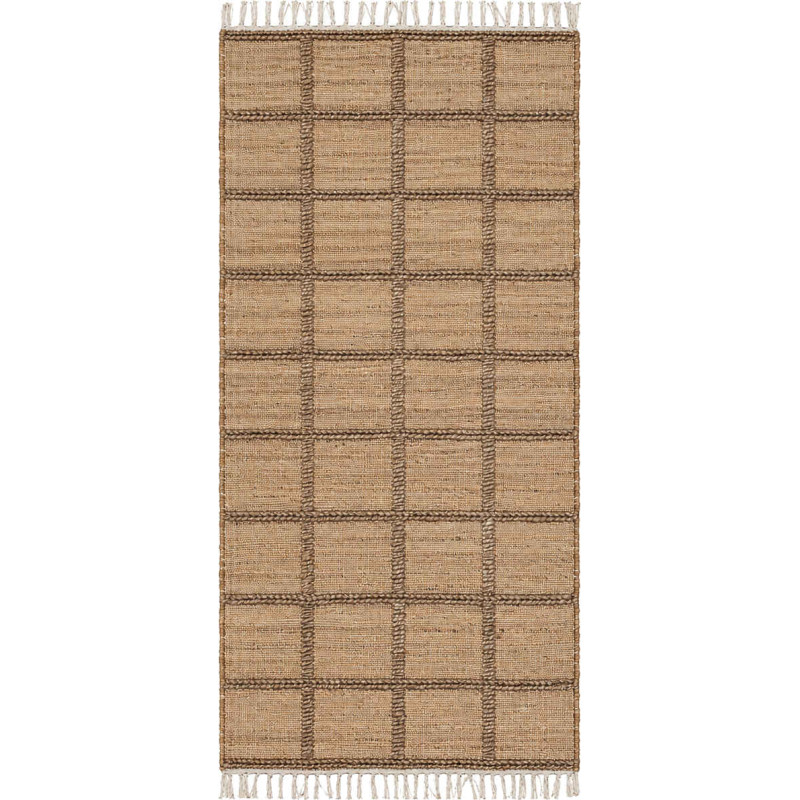 Tapis jute coton naturel quadrillé 80x160 cm Tinghir  - 1