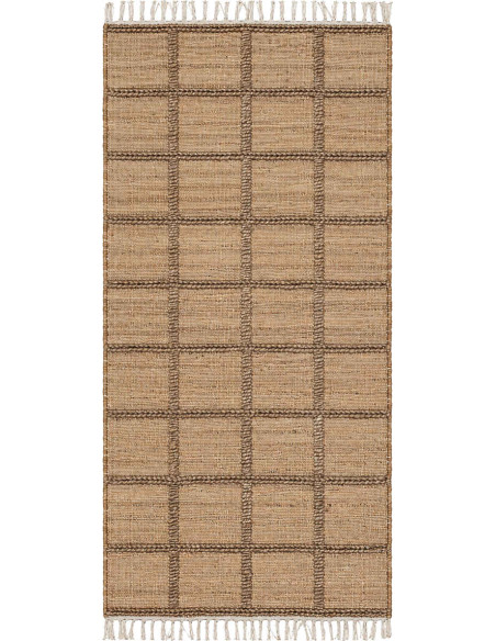 Tapis jute coton naturel quadrillé 80x160 cm Tinghir  - 1