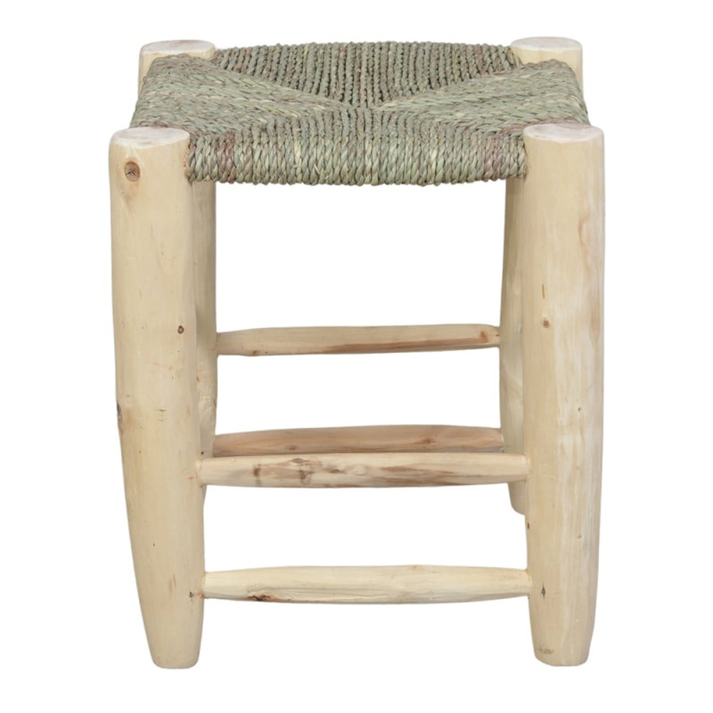 Tabouret bas bois et fibre naturelle 40 cm Serpa  - 3