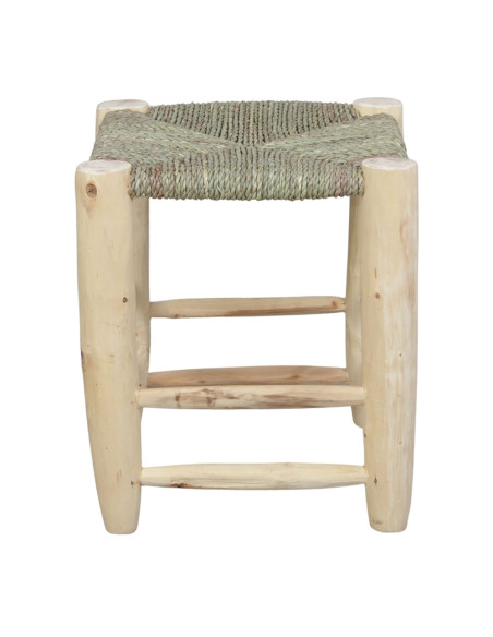 Tabouret bas bois et fibre naturelle 40 cm Serpa  - 3