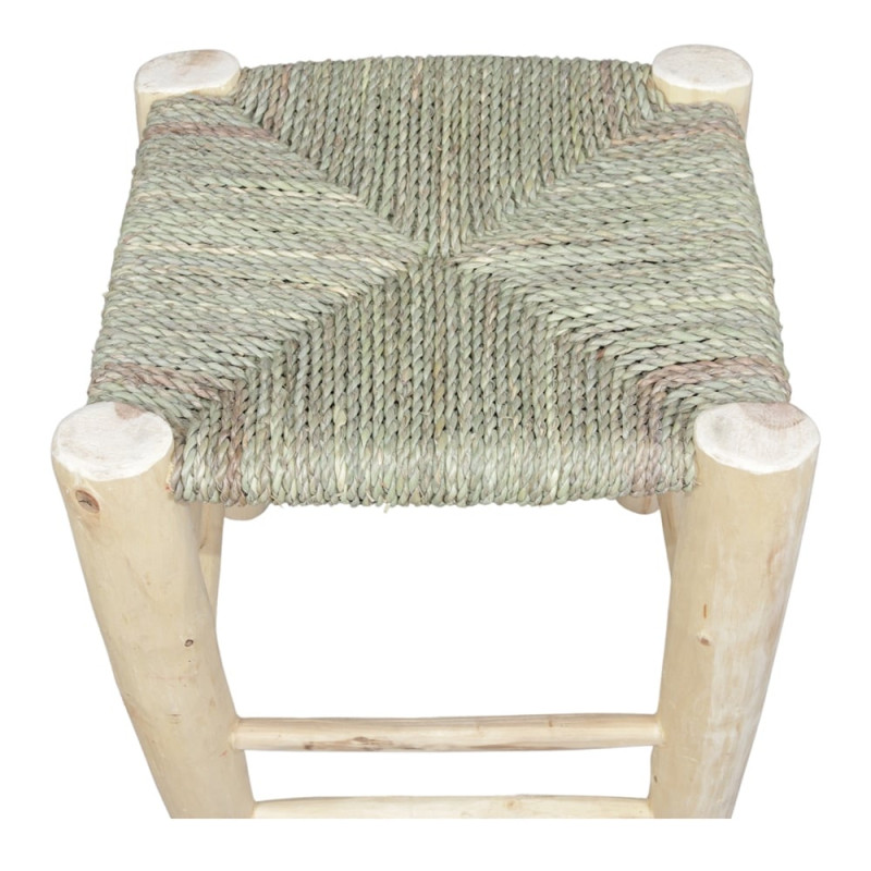 Tabouret bas bois et fibre naturelle 40 cm Serpa  - 4