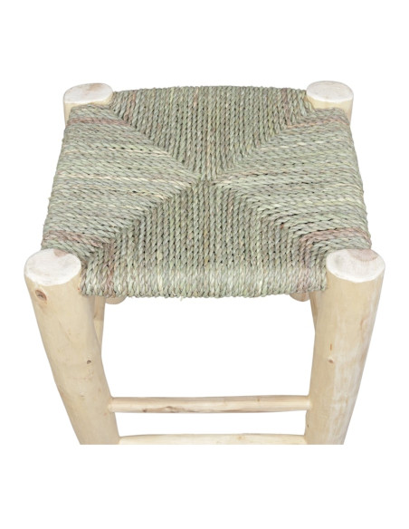Tabouret bas bois et fibre naturelle 40 cm Serpa  - 4