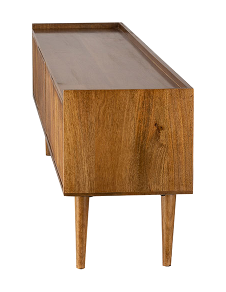 Meuble TV manguier 4 portes rainurées 174 cm Kinara  - 5