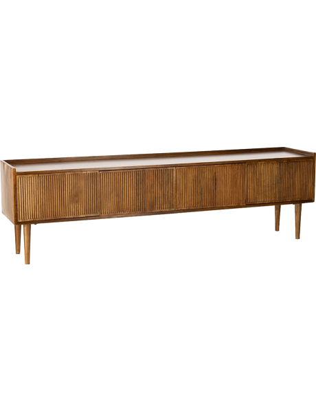 Meuble TV manguier 4 portes rainurées 174 cm Kinara  - 1