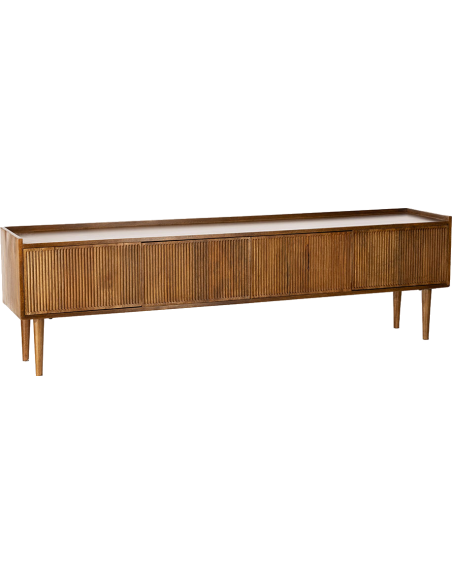 Meuble TV manguier 4 portes rainurées 174 cm Kinara  - 1