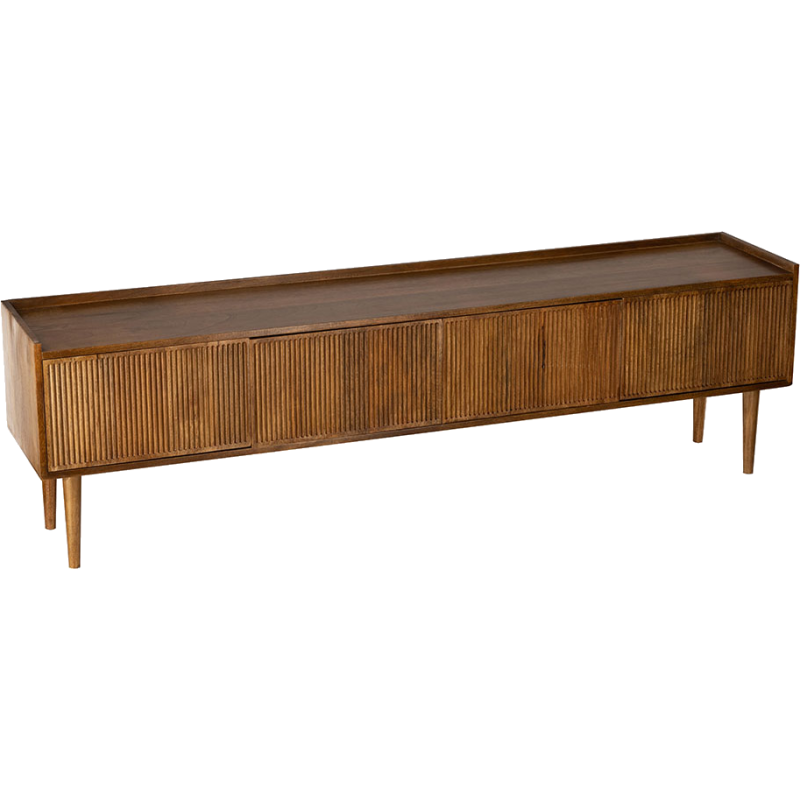 Meuble TV manguier 4 portes rainurées 174 cm Kinara  - 3