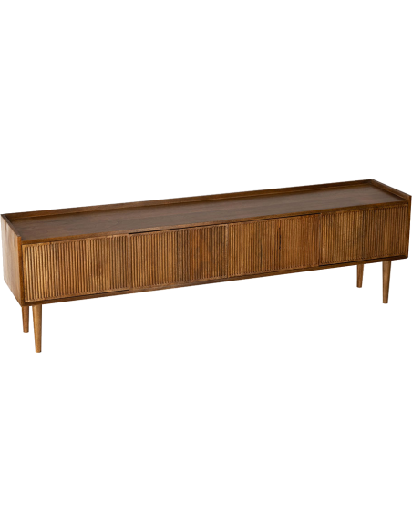 Meuble TV manguier 4 portes rainurées 174 cm Kinara  - 3