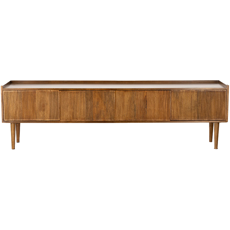 Meuble TV manguier 4 portes rainurées 174 cm Kinara  - 2