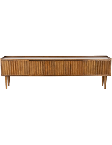 Meuble TV manguier 4 portes rainurées 174 cm Kinara  - 2