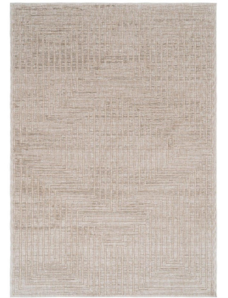 Tapis géométrique naturel en viscose et polyester 200x300 cm Mavrenza Ixia - 1