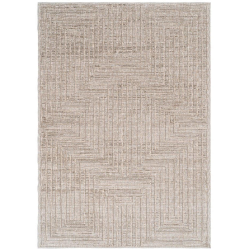 Tapis géométrique naturel en viscose et polyester 200x300 cm Mavrenza Ixia - 1