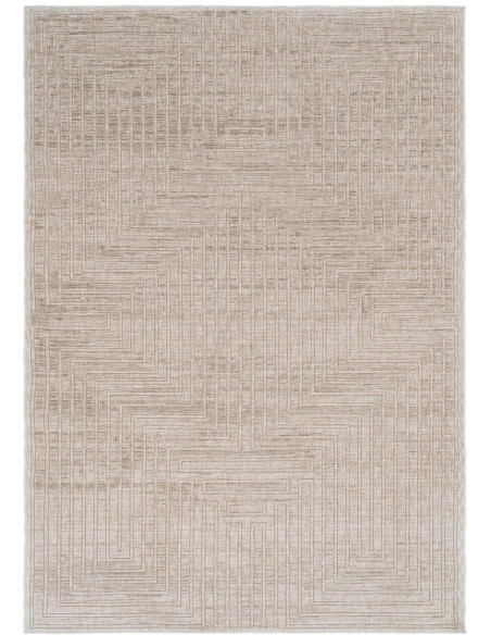 Tapis géométrique naturel en viscose et polyester 200x300 cm Mavrenza Ixia - 1