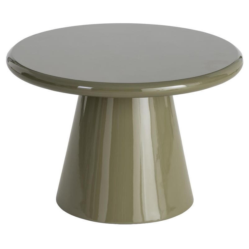 Table basse ronde vert olive brillant en MDF 60 cm Satriano Ixia - 1