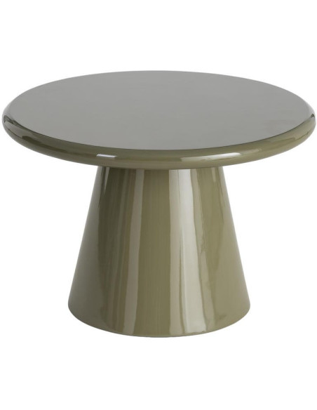 Table basse ronde vert olive brillant en MDF 60 cm Satriano Ixia - 1