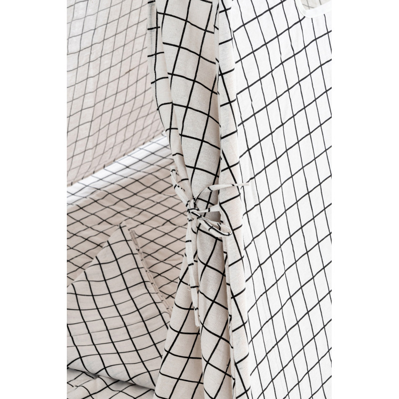 Tipi enfant intérieur écru carreaux gris 120x120x155 cm Brindora  - 6