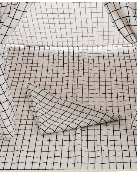 Tipi enfant intérieur écru carreaux gris 120x120x155 cm Brindora  - 8