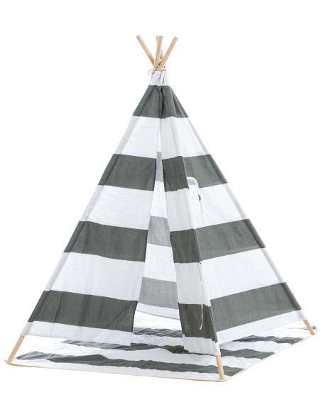 Tipi enfant intérieur gris rayé 120x120x155 cm Skarvane  - 3