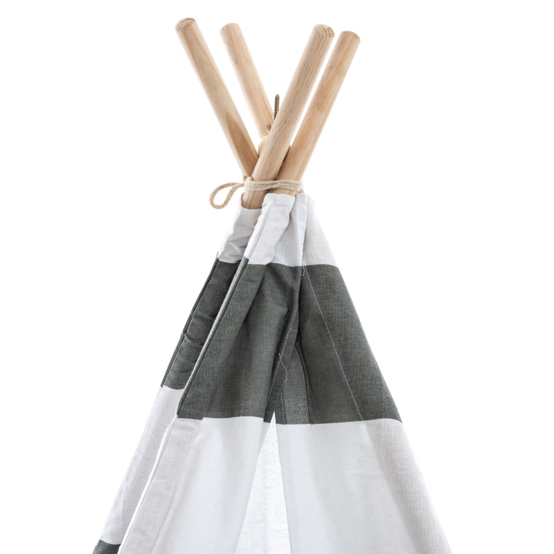Tipi enfant intérieur gris rayé 120x120x155 cm Skarvane  - 5