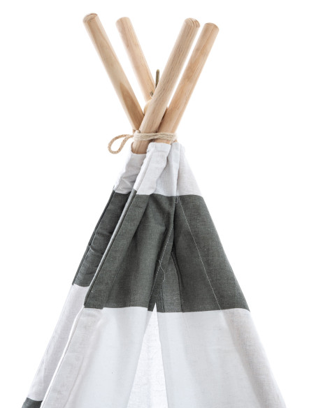 Tipi enfant intérieur gris rayé 120x120x155 cm Skarvane  - 5
