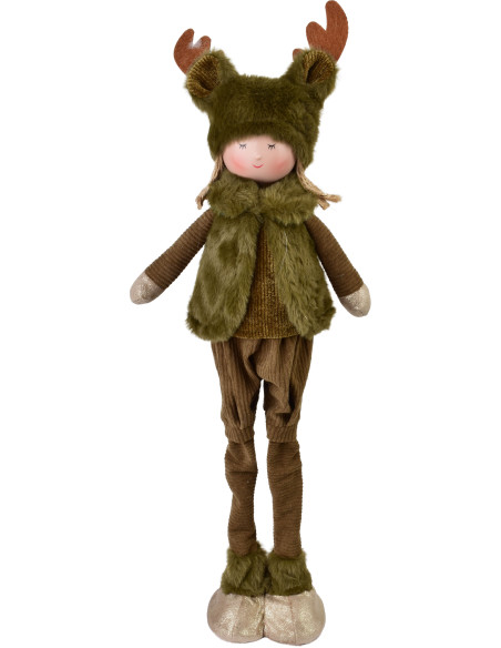 Figurine lutin de Noël Garçon en tissu vert 54 cm Velkoryn
