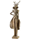 Statuette cerf de Noël Fille résine dorée 43 cm Auralyss