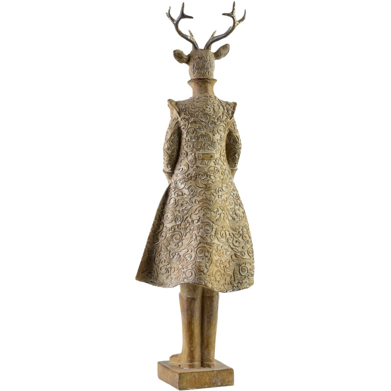 Statuette Cerf de Noël Garçon en résine brun doré 43 cm Auralyss  - 2