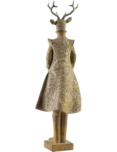 Statuette Cerf de Noël Garçon en résine brun doré 43 cm Auralyss  - 2