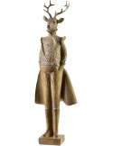 Statuette Cerf de Noël Garçon en résine brun doré 43 cm Auralyss
