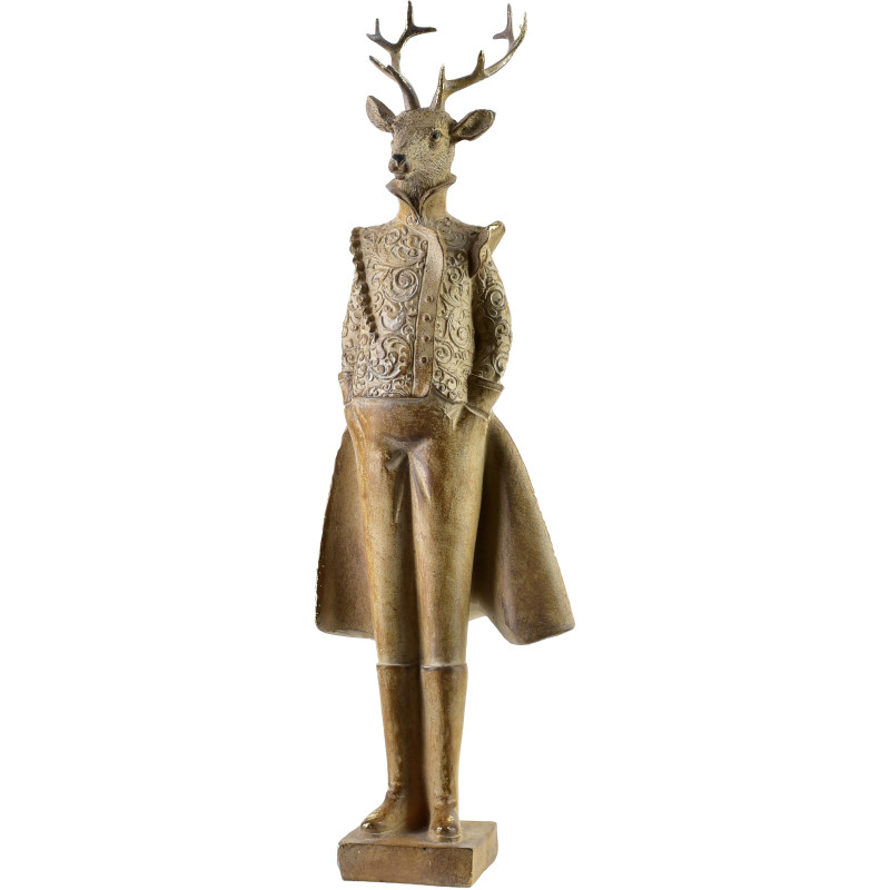 Statuette Cerf de Noël Garçon en résine brun doré 43 cm Auralyss  - 1