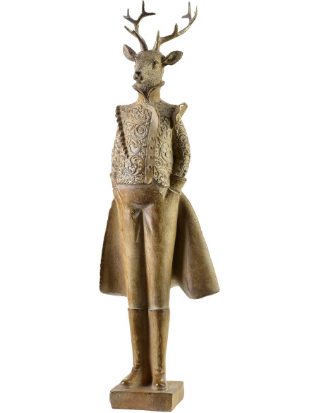 Statuette Cerf de Noël Garçon en résine brun doré 43 cm Auralyss  - 1