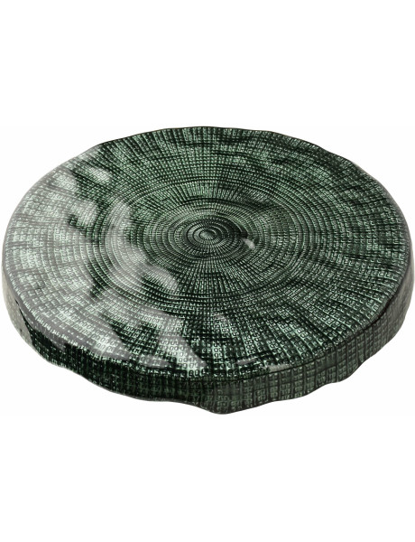 Présentoir à gâteau bas sur pied verre vert 28x28x8,5 cm Lysovare  - 2