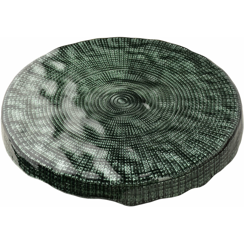 Présentoir à gâteau bas sur pied verre vert 28x28x8,5 cm Lysovare  - 2
