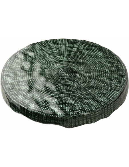 Présentoir à gâteau bas sur pied verre vert 28x28x8,5 cm Lysovare  - 2
