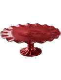 Présentoir à gâteau sur pied verre rouge 27,5x27,5x10 cm Vetralla