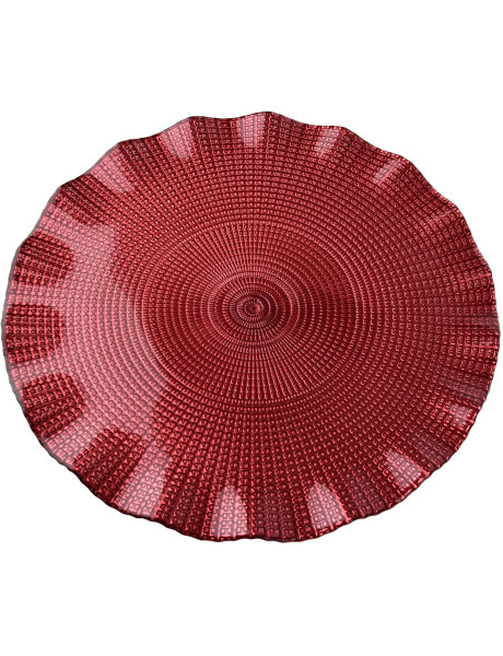 Présentoir à gâteau sur pied verre rouge 27,5x27,5x10 cm Vetralla  - 2