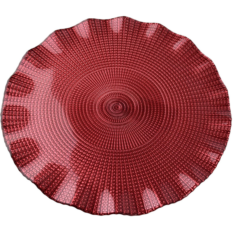 Présentoir à gâteau sur pied verre rouge 27,5x27,5x10 cm Vetralla  - 2