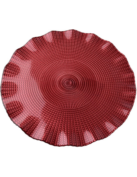 Présentoir à gâteau sur pied verre rouge 27,5x27,5x10 cm Vetralla  - 2