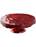 Présentoir à gâteau bas sur pied verre rouge 28x28x8,5 cm Lysovare
