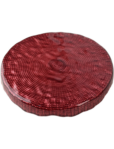 Présentoir à gâteau bas sur pied verre rouge 28x28x8,5 cm Lysovare  - 2