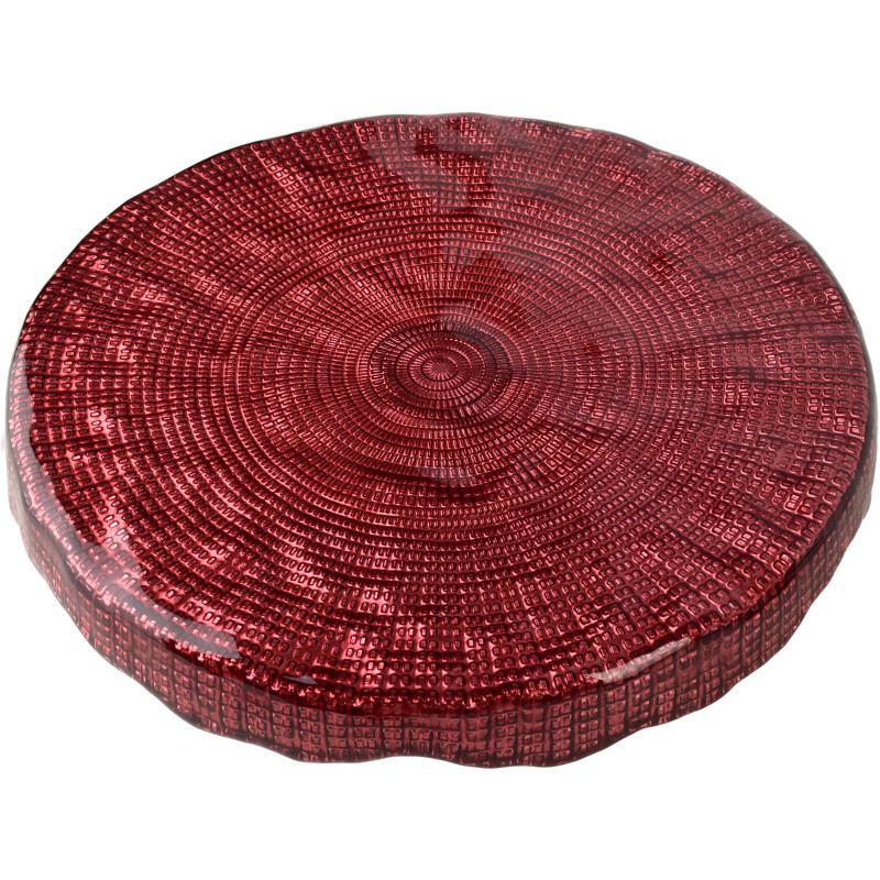 Présentoir à gâteau bas sur pied verre rouge 28x28x8,5 cm Lysovare  - 2