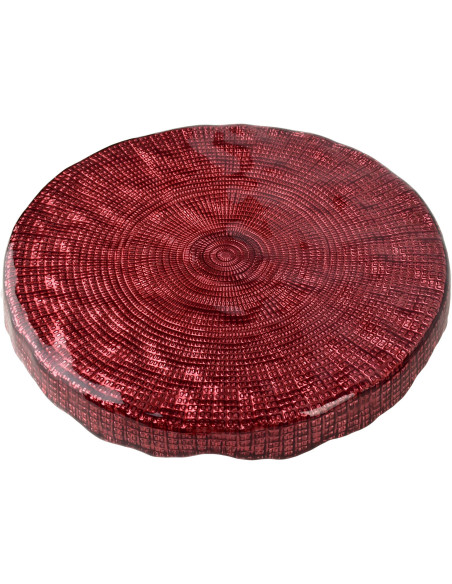 Présentoir à gâteau bas sur pied verre rouge 28x28x8,5 cm Lysovare  - 2