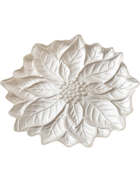 Plat de présentation Noël poinsettia verre nacré 31,5 cm Tavirra  - 2