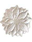 Plat de présentation Noël poinsettia verre nacré 31,5 cm Tavirra
