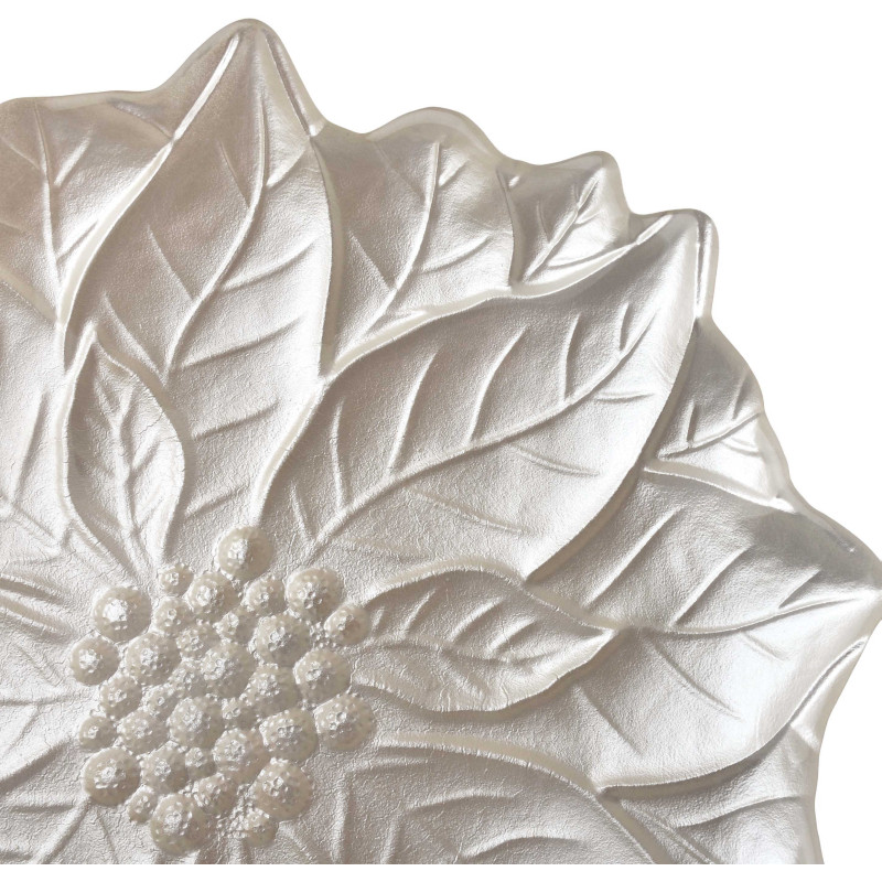Plat de présentation Noël poinsettia verre nacré 31,5 cm Tavirra  - 3