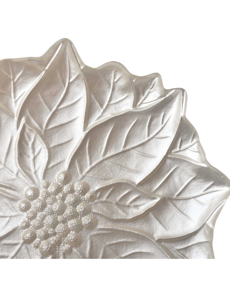 Plat de présentation Noël poinsettia verre nacré 31,5 cm Tavirra  - 3