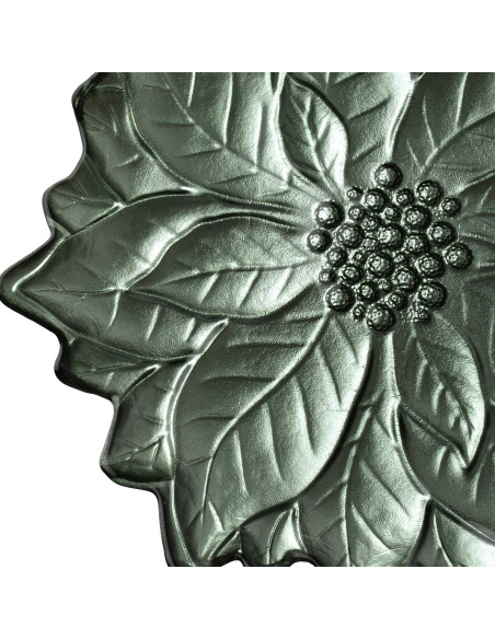 Plat de présentation Noël poinsettia verre vert 31,5 cm Tavirra  - 3