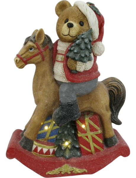 Figurine de Noël LED ours sur cheval à bascule 52,5 cm Kittila  - 2