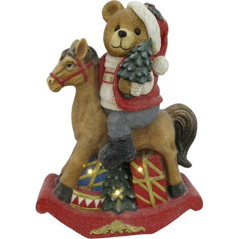 Figurine de Noël LED ours sur cheval à bascule 52,5 cm Kittila  - 2