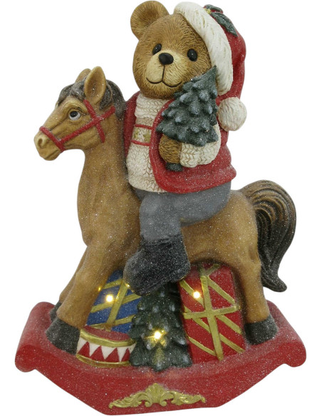 Figurine de Noël LED ours sur cheval à bascule 52,5 cm Kittila  - 2